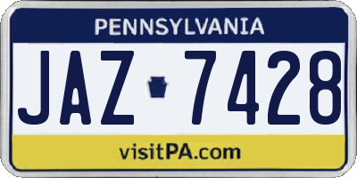 PA license plate JAZ7428
