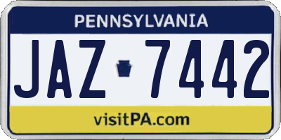 PA license plate JAZ7442