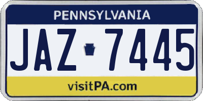 PA license plate JAZ7445