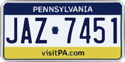 PA license plate JAZ7451