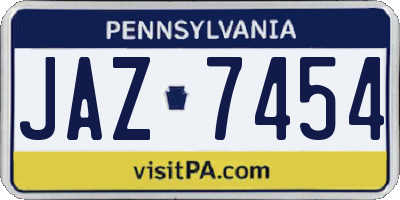 PA license plate JAZ7454