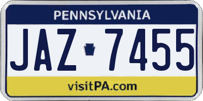 PA license plate JAZ7455