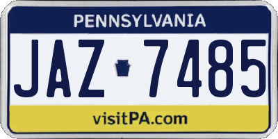 PA license plate JAZ7485