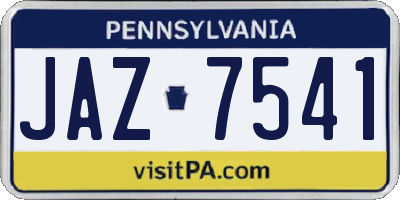 PA license plate JAZ7541