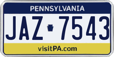 PA license plate JAZ7543