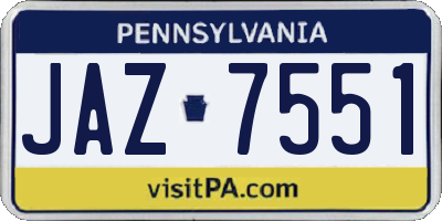 PA license plate JAZ7551