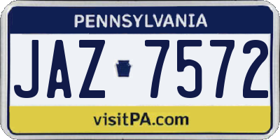 PA license plate JAZ7572