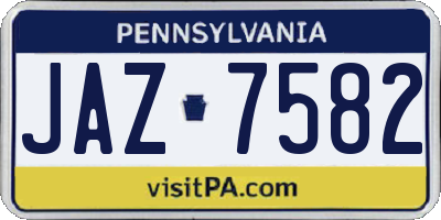 PA license plate JAZ7582