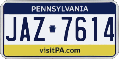 PA license plate JAZ7614