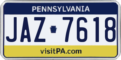 PA license plate JAZ7618