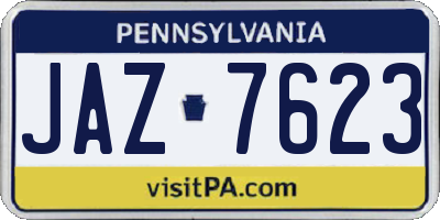 PA license plate JAZ7623