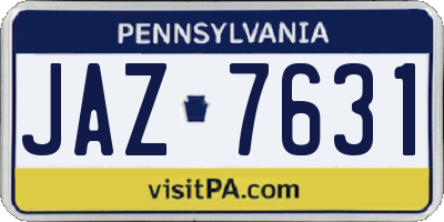 PA license plate JAZ7631