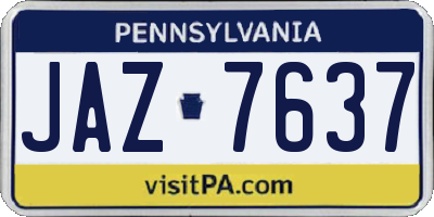 PA license plate JAZ7637