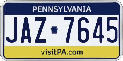 PA license plate JAZ7645