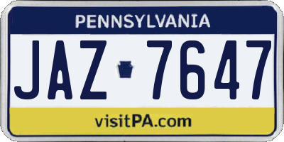 PA license plate JAZ7647