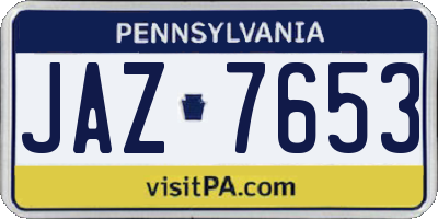 PA license plate JAZ7653