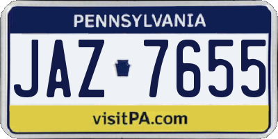 PA license plate JAZ7655