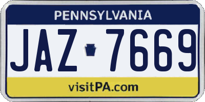 PA license plate JAZ7669