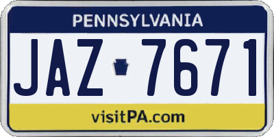 PA license plate JAZ7671