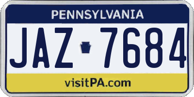 PA license plate JAZ7684