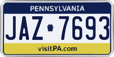 PA license plate JAZ7693