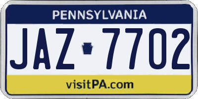 PA license plate JAZ7702