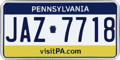 PA license plate JAZ7718