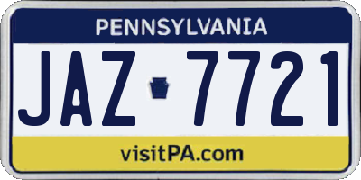 PA license plate JAZ7721