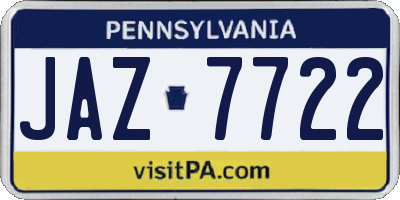 PA license plate JAZ7722