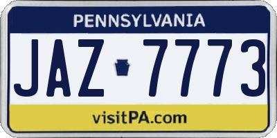 PA license plate JAZ7773