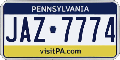 PA license plate JAZ7774