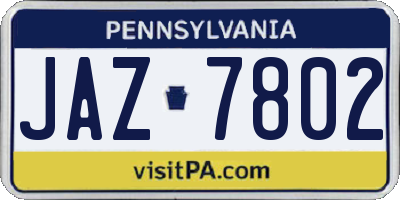 PA license plate JAZ7802