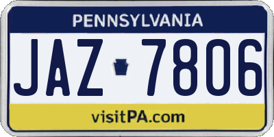 PA license plate JAZ7806