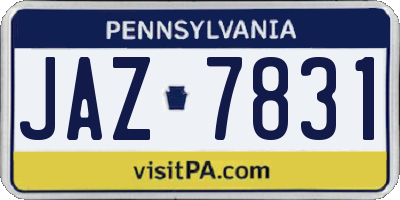 PA license plate JAZ7831