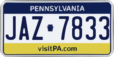 PA license plate JAZ7833