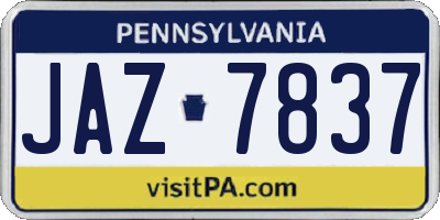 PA license plate JAZ7837