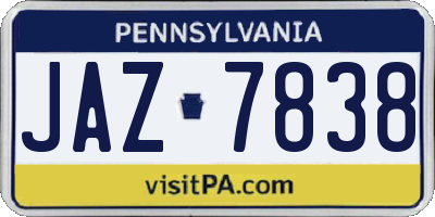 PA license plate JAZ7838