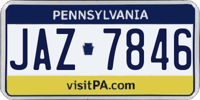 PA license plate JAZ7846