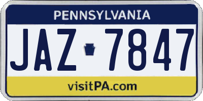 PA license plate JAZ7847