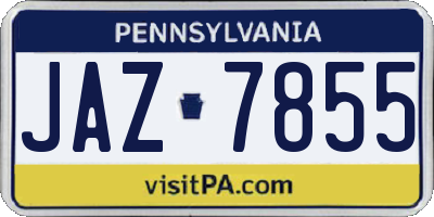 PA license plate JAZ7855