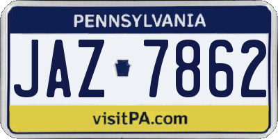 PA license plate JAZ7862