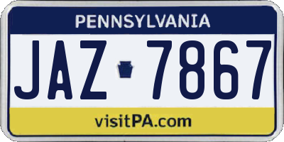 PA license plate JAZ7867