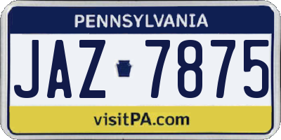 PA license plate JAZ7875