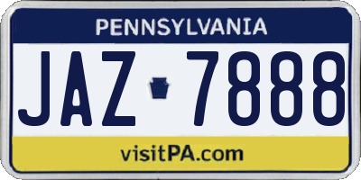 PA license plate JAZ7888