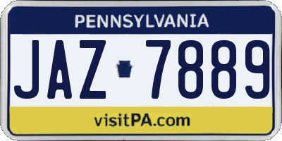 PA license plate JAZ7889