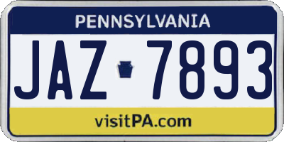 PA license plate JAZ7893