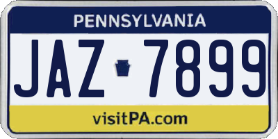PA license plate JAZ7899