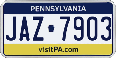 PA license plate JAZ7903