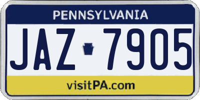 PA license plate JAZ7905