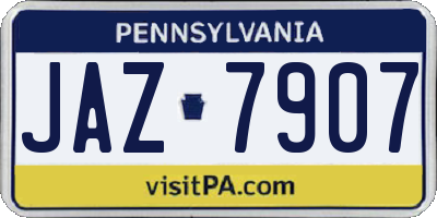 PA license plate JAZ7907